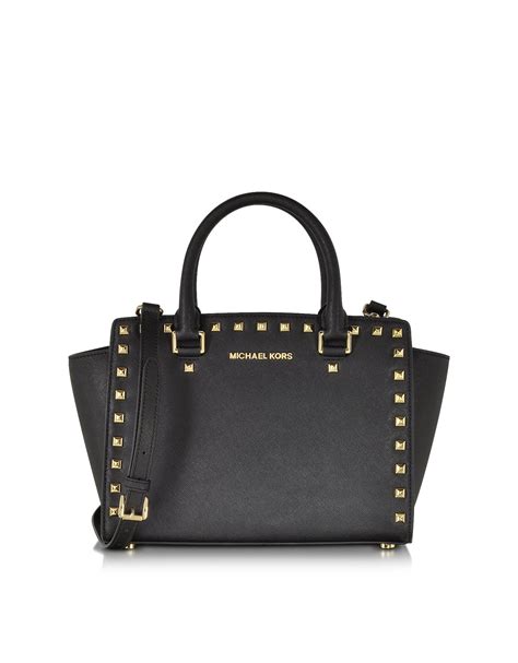 michael kors selma black white|Selma Saffiano Leather Medium Satchel .